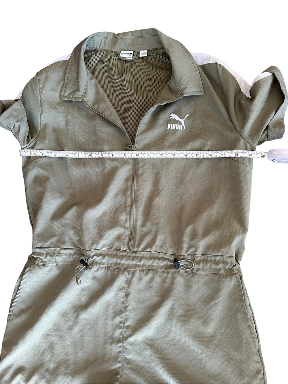 PUMA Classic Woven Utility Jumpsuit Deep Lichen Olive Green Women’s Size Medium - Picture 5 of 9